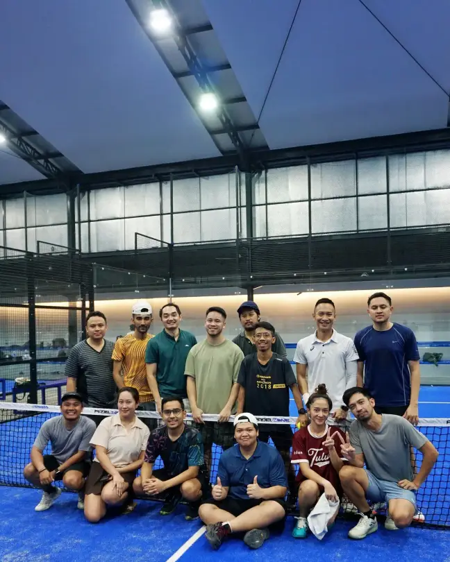 Players posing on court